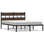 vidaXL Posteľný rám bez matraca s čelom hnedý dub 137x190 cm – Obrázok 2