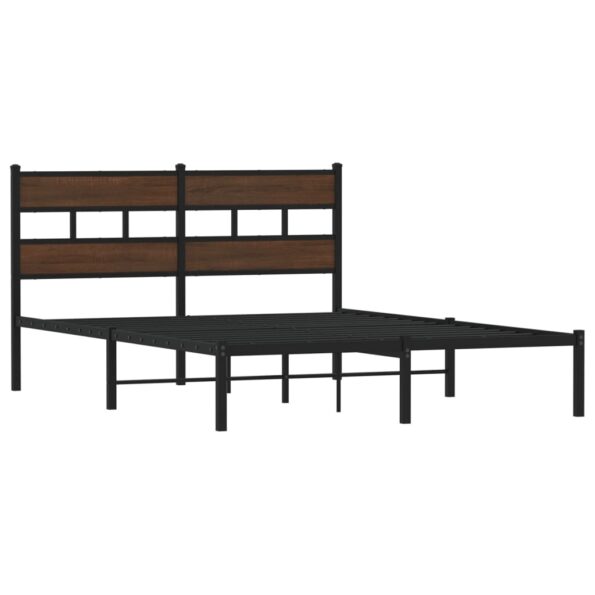 vidaXL Posteľný rám bez matraca s čelom hnedý dub 137x190 cm – Obrázok 3