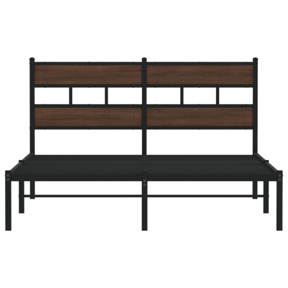 vidaXL Posteľný rám bez matraca s čelom hnedý dub 137x190 cm – Obrázok 4