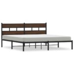 vidaXL Posteľný rám bez matraca s čelom hnedý dub 183x213 cm – Obrázok 2