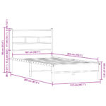 vidaXL Posteľ bez matraca so čelom dymový dub 107x203 cm – Obrázok 9
