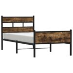 vidaXL Posteľný rám bez matraca dymový dub 90x200 cm kompozitné drevo – Obrázok 2