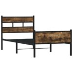 vidaXL Posteľný rám bez matraca dymový dub 90x200 cm kompozitné drevo – Obrázok 3
