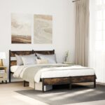 vidaXL Posteľný rám bez matraca dymový dub 90x200 cm kompozitné drevo