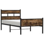 vidaXL Posteľný rám bez matraca dymový dub 107x200 cm kompozitné drevo – Obrázok 2