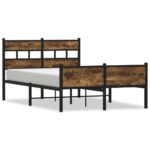 vidaXL Posteľný rám bez matraca dymový dub 120x190 cm borovicový masív – Obrázok 2