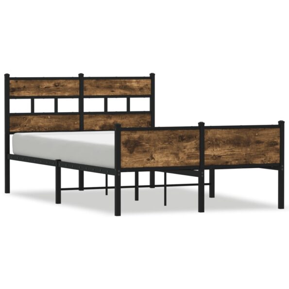 vidaXL Posteľný rám bez matraca dymový dub 120x190 cm borovicový masív – Obrázok 2
