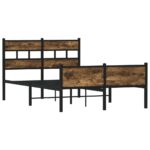vidaXL Posteľný rám bez matraca dymový dub 120x190 cm borovicový masív – Obrázok 3