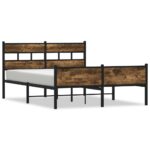 vidaXL Posteľný rám bez matraca dymový dub 140x200 cm kompozitné drevo – Obrázok 2