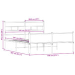 vidaXL Posteľný rám bez matraca dymový dub 140x200 cm kompozitné drevo – Obrázok 9