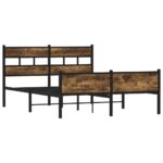 vidaXL Posteľný rám bez matraca dymový dub 150x200 cm kompozitné drevo – Obrázok 3