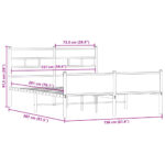 vidaXL Posteľný rám bez matraca dymový dub 150x200 cm kompozitné drevo – Obrázok 9