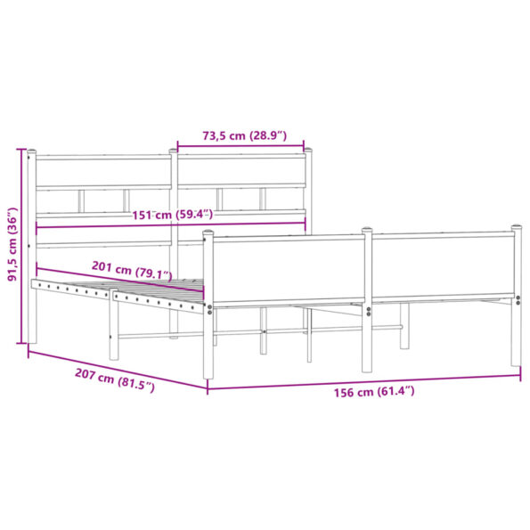 vidaXL Posteľný rám bez matraca dymový dub 150x200 cm kompozitné drevo – Obrázok 9