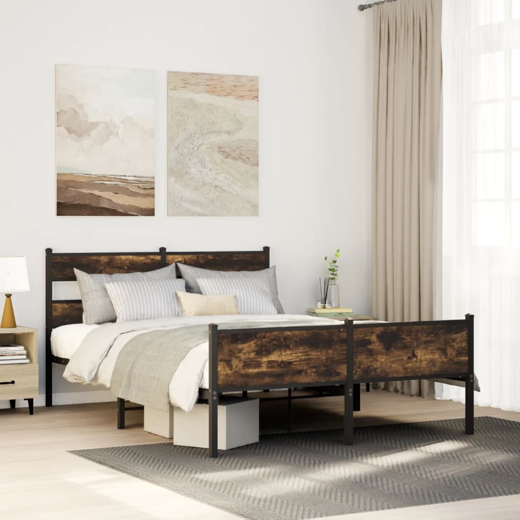 VXL8721158378279_m_en_hd_1.jpg vidaXL Posteľný rám bez matraca dymový dub 150x200 cm kompozitné drevo – Obrázok 1