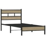vidaXL Posteľný rám bez matraca dub sonoma 90x190 cm kompozitné drevo – Obrázok 3