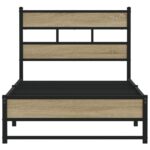 vidaXL Kovový posteľný rám bez matraca dub sonoma 80x200 cm – Obrázok 4
