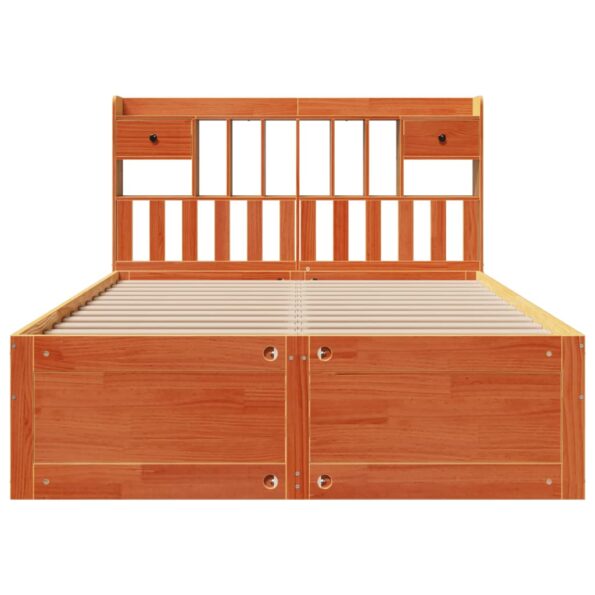 vidaXL Posteľ s knižnicou bez matraca vosková 140x190 cm borovica – Obrázok 4