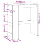 vidaXL Barový stôl s policami biely 90x40x103,5 cm kompozitné drevo – Obrázok 9