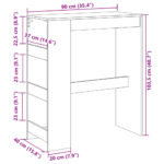 vidaXL Barový stôl s policami dymový dub 90x40x103,5 cm kompoz. drevo – Obrázok 9