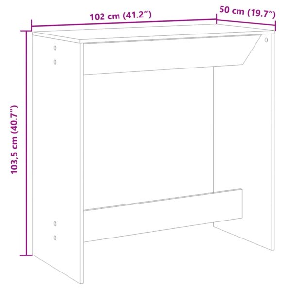 vidaXL Barový stôl biely 102x50x103,5 cm kompozitné drevo – Obrázok 9