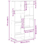 vidaXL Knižnica dymový dub 100x33x175 cm kompozitné drevo – Obrázok 9