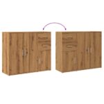 vidaXL Komoda dub artisan 91x29,5x75 cm kompozitné drevo – Obrázok 8