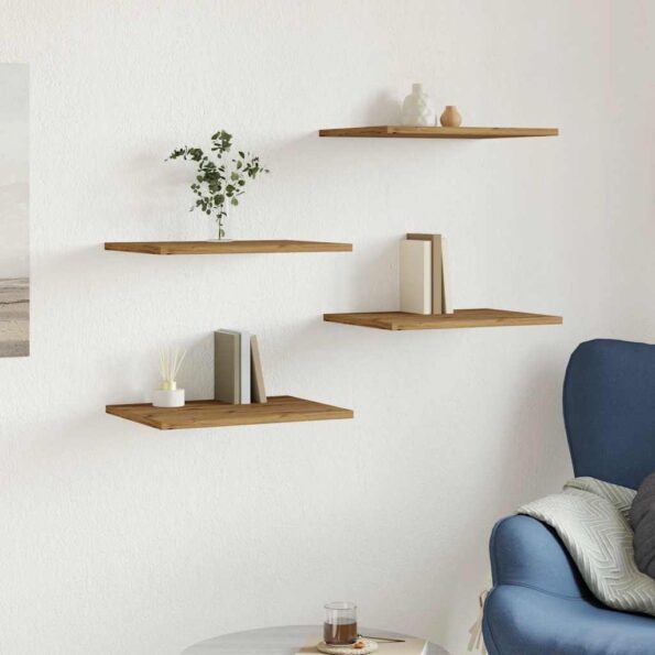 vidaXL Prídavné police 4 ks, dub artisan 40x30x1,5 cm, drevotrieska – Obrázok 3