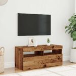 vidaXL TV skrinka s LED staré drevo 90x35x40 cm kompozitné drevo – Obrázok 5