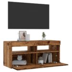 vidaXL TV skrinka s LED staré drevo 90x35x40 cm kompozitné drevo