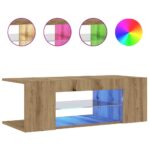 vidaXL TV skrinka s LED dub artisan 90x39x30 cm kompozitné drevo – Obrázok 2