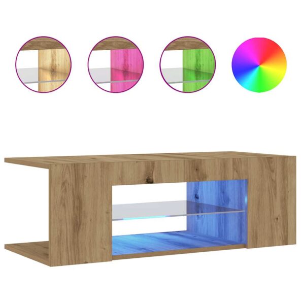 VXL8721158437839_a_en_hd_1.jpg vidaXL TV skrinka s LED dub artisan 90x39x30 cm kompozitné drevo – Obrázok 2