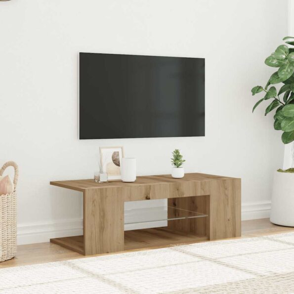 VXL8721158437839_g_en_hd_1.jpg vidaXL TV skrinka s LED dub artisan 90x39x30 cm kompozitné drevo – Obrázok 3
