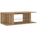 vidaXL TV skrinka s LED dub artisan 90x39x30 cm kompozitné drevo – Obrázok 9