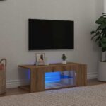 vidaXL TV skrinka s LED dub artisan 90x39x30 cm kompozitné drevo