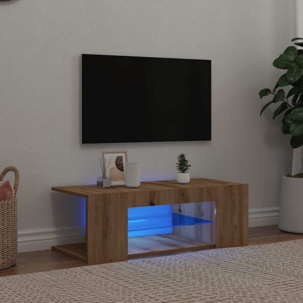 VXL8721158437839_m_en_hd_1.jpg vidaXL TV skrinka s LED dub artisan 90x39x30 cm kompozitné drevo – Obrázok 1