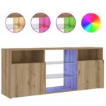 vidaXL TV skrinka s LED dub artisan 120x30x50 cm kompozitné drevo – Obrázok 2