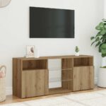 vidaXL TV skrinka s LED dub artisan 120x30x50 cm kompozitné drevo – Obrázok 3