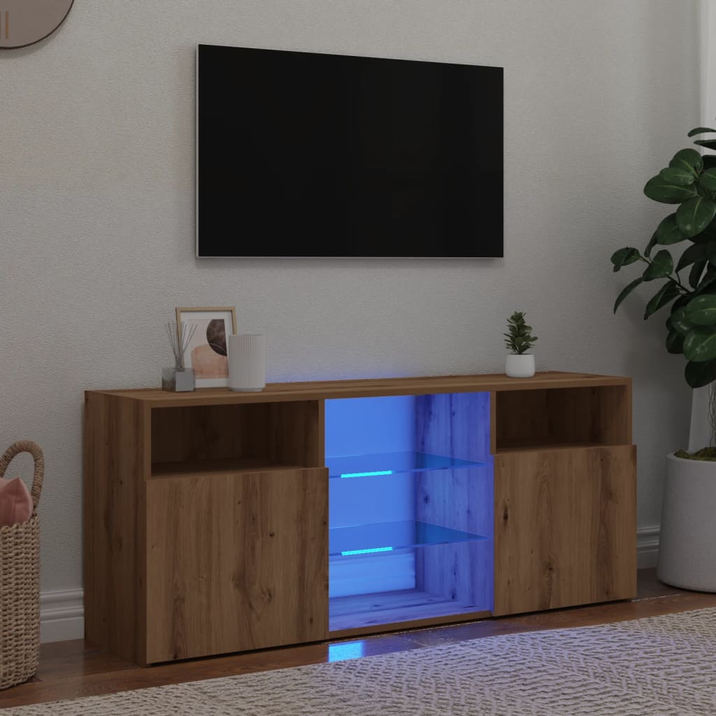 VXL8721158437891_m_en_hd_1.jpg vidaXL TV skrinka s LED dub artisan 120x30x50 cm kompozitné drevo – Obrázok 1