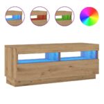 vidaXL TV skrinka s LED dub artisan 100x35x40 cm kompozitné drevo – Obrázok 2