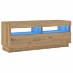 vidaXL TV skrinka s LED dub artisan 100x35x40 cm kompozitné drevo – Obrázok 3