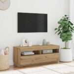 vidaXL TV skrinka s LED dub artisan 100x35x40 cm kompozitné drevo – Obrázok 4
