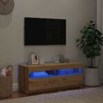 vidaXL TV skrinka s LED dub artisan 100x35x40 cm kompozitné drevo – Obrázok 5