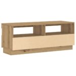 vidaXL TV skrinka s LED dub artisan 100x35x40 cm kompozitné drevo – Obrázok 9