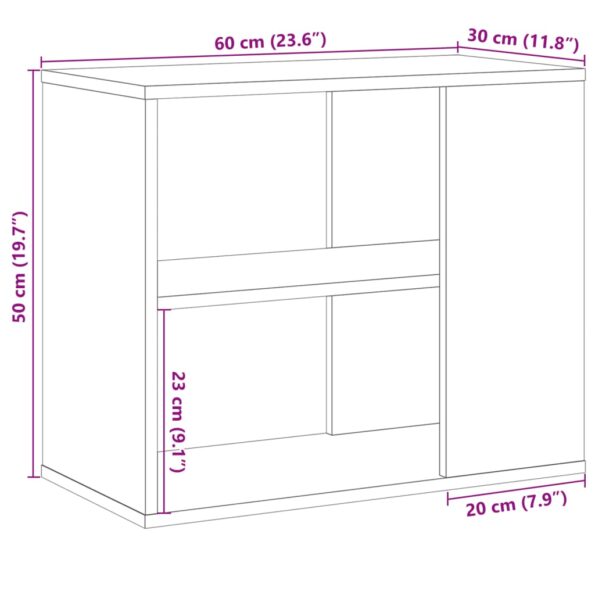 vidaXL Príručná skrinka dub artisan 60x30x50 cm spracované drevo – Obrázok 9