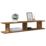 vidaXL Nástenné police 2 ks, staré drevo 105x18x20cm, kompozitné drevo