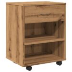 vidaXL Skrinka na kolieskach dub artisan 46x36x59 cm kompozitné drevo – Obrázok 2