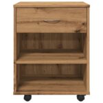 vidaXL Skrinka na kolieskach dub artisan 46x36x59 cm kompozitné drevo – Obrázok 5