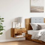 vidaXL Nástenný nočný stolík staré drevo – Obrázok 3