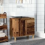 vidaXL Skrinka na umývadlo staré drevo 65x33x60 cm kompozitné drevo – Obrázok 3