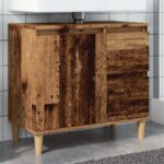 vidaXL Skrinka na umývadlo staré drevo 65x33x60 cm kompozitné drevo